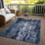 10' X 14' Navy Blue Black And Gray Abstract Washable Indoor Outdoor Area Rug