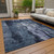 10' X 14' Navy Blue Black And Gray Abstract Washable Indoor Outdoor Area Rug