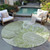8' Artichoke Green And Gray Round Floral Washable Indoor Outdoor Area Rug