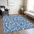 9' X 12' Blue And Ivory Geometric Washable Indoor Outdoor Area Rug Transitional Style - Blue, Ivory Color