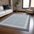 9' X 12' Navy Blue And Denim Blue Striped Washable Indoor Outdoor Area Rug Transitional Style - Navy Blue, Denim Blue Color