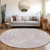8' Lilac And Ivory Round Geometric Washable Indoor Outdoor Area Rug