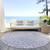 8' Lilac And Ivory Round Geometric Washable Indoor Outdoor Area Rug