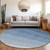 8' Blue And Gray Round Ombre Washable Indoor Outdoor Area Rug