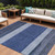9' X 12' Navy Blue Sky Blue And Charcoal Abstract Washable Indoor Outdoor Area Rug