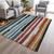 8' X 10' Black Denim Blue And Merlot Striped Washable Indoor Outdoor Area Rug