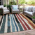 8' X 10' Black Denim Blue And Merlot Striped Washable Indoor Outdoor Area Rug