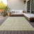 10' X 14' Beige And Tan Striped Washable Indoor Outdoor Area Rug