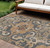 9' X 12' Terra Cotta And Charcoal Damask Washable Indoor Outdoor Area Rug - Terra Cotta, Charcoal