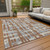 9' X 12' Rust Gray And Ivory Striped Washable Indoor Outdoor Area Rug