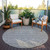 8' Gray And Silver Round Chevron Washable Indoor Outdoor Area Rug