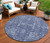 8' Navy Blue And Sky Blue Round Oriental Washable Indoor Outdoor Area Rug