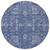 8' Navy Blue And Sky Blue Round Oriental Washable Indoor Outdoor Area Rug