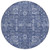 8' Navy Blue And Sky Blue Round Oriental Washable Indoor Outdoor Area Rug
