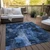 8' X 10' Navy Blue Floral Washable Non Skid Indoor Outdoor Area Rug