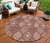 8' Orange Beige And Gray Round Floral Medallion Washable Indoor Outdoor Area Rug