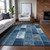9' X 12' Navy Blue And Sky Blue Patchwork Washable Indoor Outdoor Area Rug