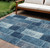 9' X 12' Navy Blue And Sky Blue Patchwork Washable Indoor Outdoor Area Rug