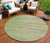 8' Green Beige And Ivory Round Striped Washable Indoor Outdoor Area Rug