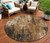 8' Taupe Gray And Ivory Round Abstract Washable Indoor Outdoor Area Rug