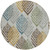 8' Gray Silver And Teal Blue Round Floral Washable Indoor Outdoor Area Rug