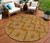 8' Terra Cotta And Ivory Round Geometric Washable Indoor Outdoor Area Rug