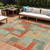 10' X 14' Sage Gray And Orange Geometric Washable Indoor Outdoor Area Rug