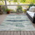 9' X 12' Mint Green Ivory And Denim Blue Abstract Washable Indoor Outdoor Area Rug