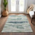 9' X 12' Mint Green Ivory And Denim Blue Abstract Washable Indoor Outdoor Area Rug