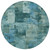 8' Teal Blue And Pale Aqua Round Abstract Washable Indoor Outdoor Area Rug