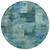 8' Teal Blue And Pale Aqua Round Abstract Washable Indoor Outdoor Area Rug