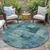 8' Teal Blue And Pale Aqua Round Abstract Washable Indoor Outdoor Area Rug - Teal Blue, Pale Aqua