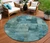 8' Teal Blue And Pale Aqua Round Abstract Washable Indoor Outdoor Area Rug - Teal Blue, Pale Aqua