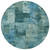 8' Teal Blue And Pale Aqua Round Abstract Washable Indoor Outdoor Area Rug - Teal Blue, Pale Aqua