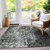 9' X 12' Charcoal Ikat Washable Indoor Outdoor Area Rug