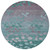 8' Teal Blue And Gray Round Floral Washable Indoor Outdoor Area Rug - Teal Blue, Gray
