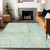 9' X 12' Mint Green And Blue Abstract Washable Indoor Outdoor Area Rug