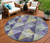 8' Eggplant And Gold Round Geometric Washable Indoor Outdoor Area Rug