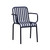 Set of Two Dark Blue Steel Outdoor Stacking Arm Chairs