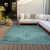 10' X 14' Teal Blue Turquoise And Charcoal Oriental Washable Indoor Outdoor Area Rug