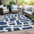 10' X 14' Navy Blue And Ivory Abstract Washable Indoor Outdoor Area Rug - 608219173562