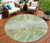 8' Green And Ivory Round Abstract Washable Indoor Outdoor Area Rug
