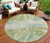8' Green And Ivory Round Abstract Washable Indoor Outdoor Area Rug - Green, Ivory