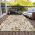 9' X 12' Terra Cotta Copper And Beige Floral Washable Indoor Outdoor Area Rug