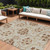 9' X 12' Terra Cotta Copper And Beige Floral Washable Indoor Outdoor Area Rug