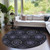8' Purple Charcoal And Gray Round Medallion Washable Indoor Outdoor Area Rug