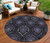 8' Purple Charcoal And Gray Round Medallion Washable Indoor Outdoor Area Rug
