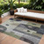 9' X 12' Artichoke Green Gray And Charcoal Geometric Washable Indoor Outdoor Area Rug