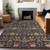 10' X 14' Black Red And Gold Floral Washable Indoor Outdoor Area Rug