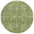 8' Artichoke Green And Ivory Round Oriental Washable Indoor Outdoor Area Rug